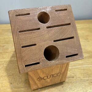 Cutco Homemaker 10 Slot Knife Block Honey Oak Wood Made In USA Knives